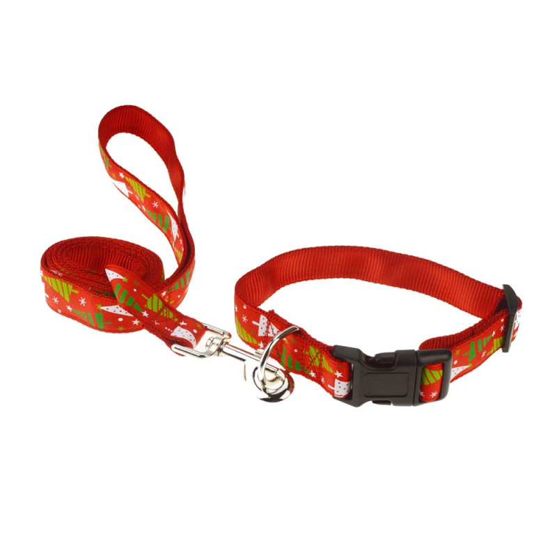 Christmas Style Collar + Training Leash - Christmas Tree L Size