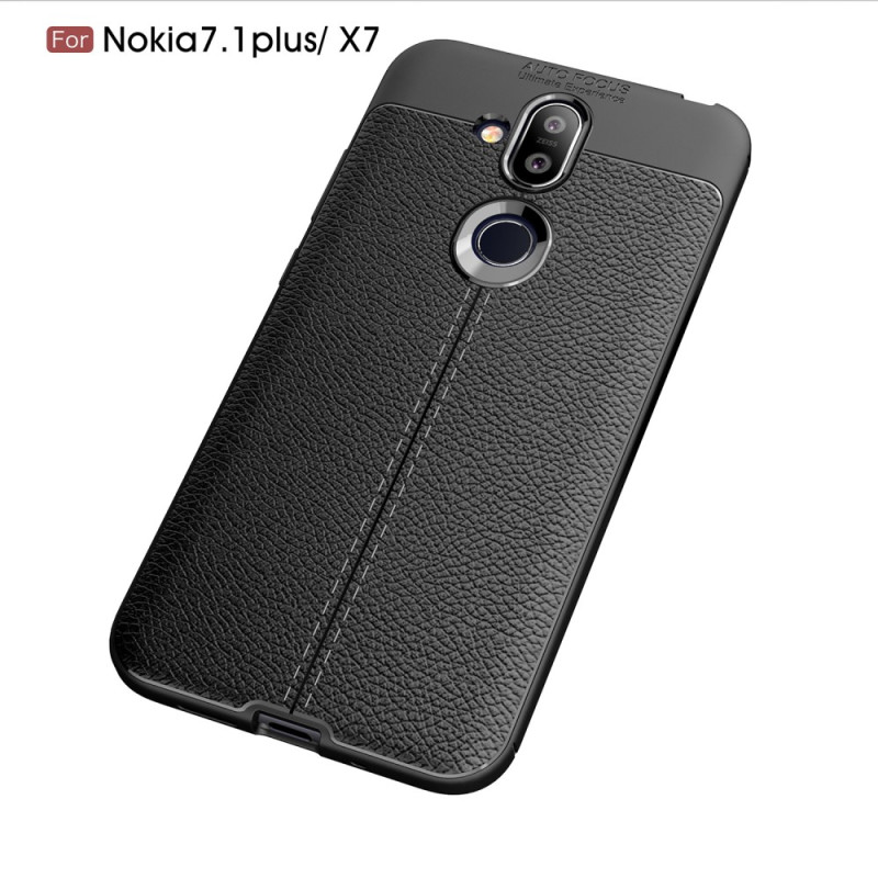 Litchi Grain TPU Back Phone Case for Nokia 8.1 - Black