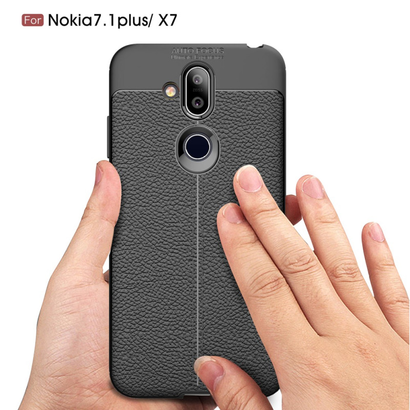 Litchi Grain TPU Back Phone Case for Nokia 8.1 - Black