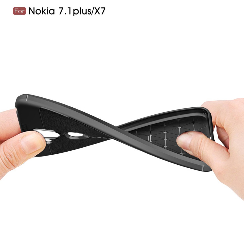 Litchi Grain TPU takapuhelinkotelo Nokia 8.1 - musta