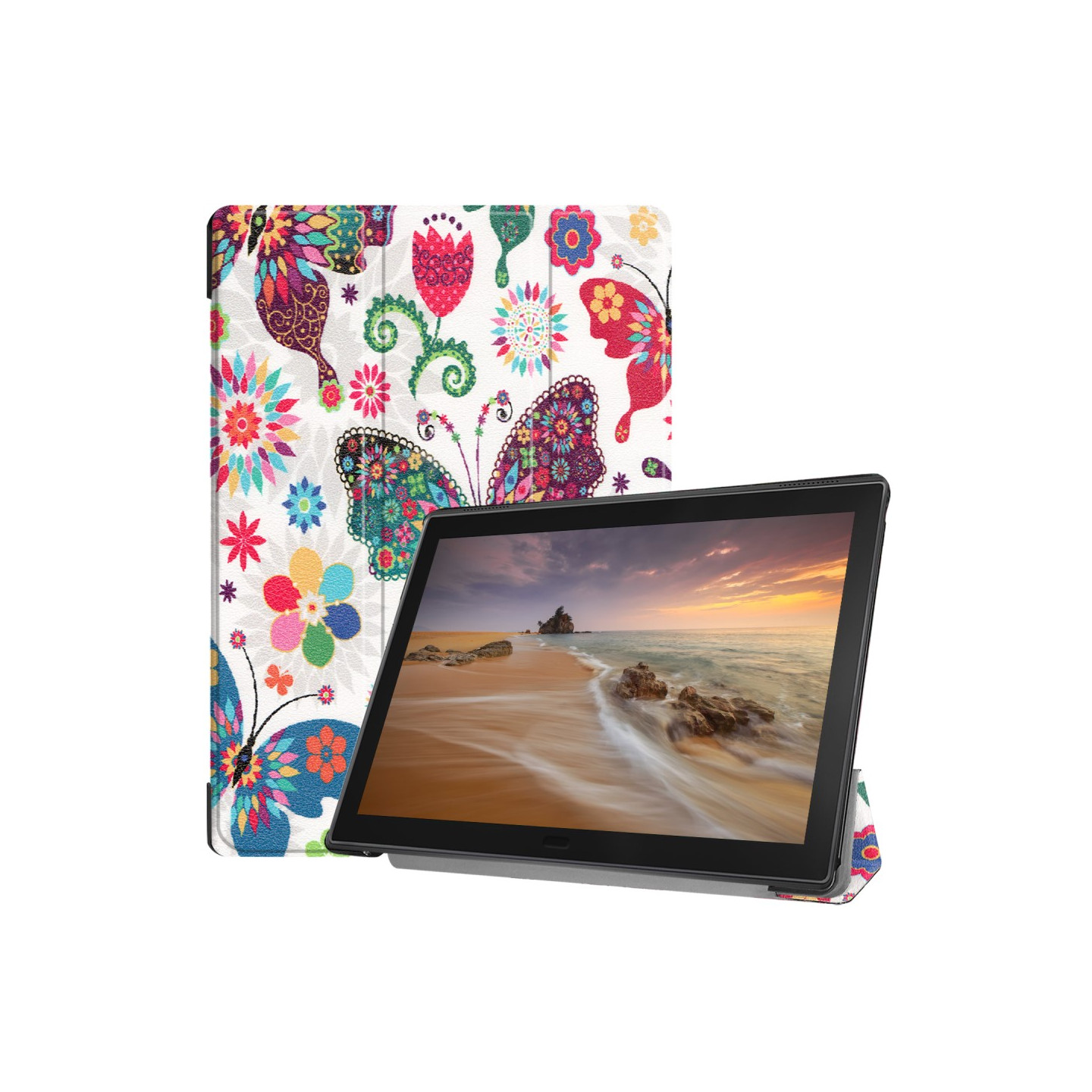 Pattern Printing Tri - fold Stand Cover Lenovo Tab E10 - Butterfly
