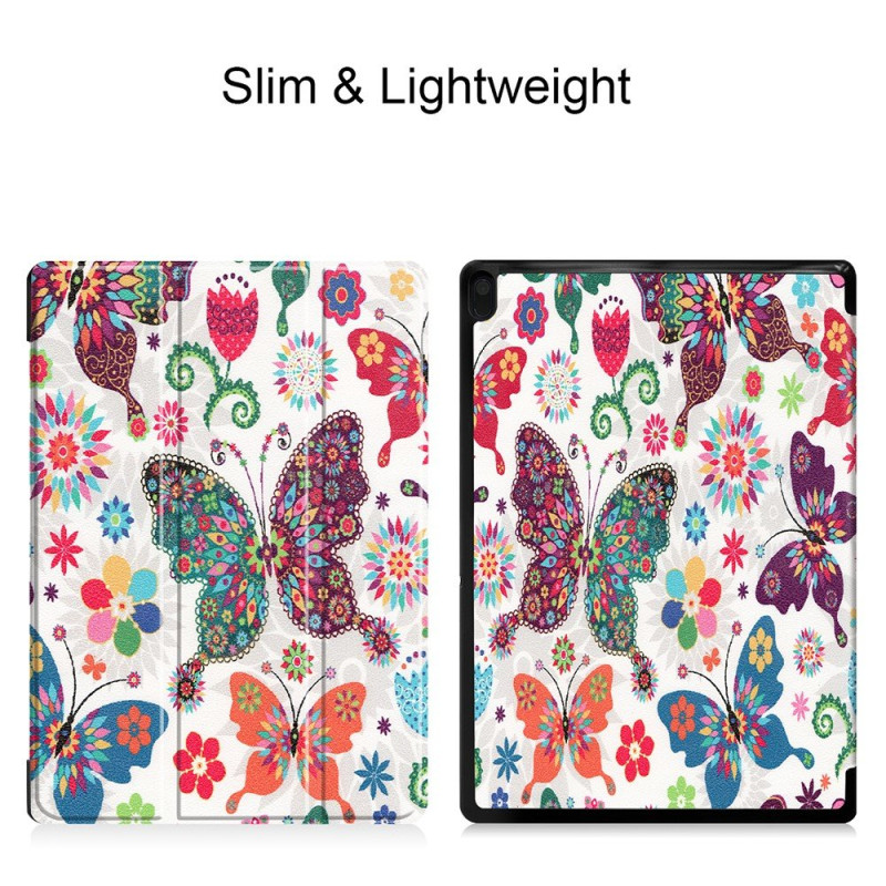 Pattern Printing Tri - fold Stand Kansi Lenovo Tab E10 - Butterfly