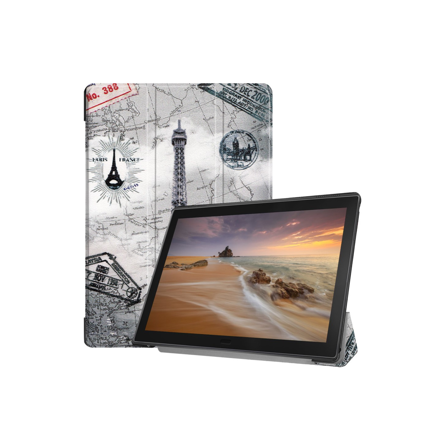 Pattern Tri - fold Stand Kansi Lenovo Tab E10 - Eiffel Tower