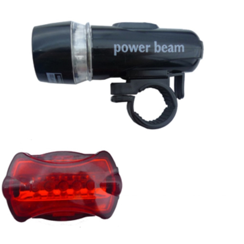 5 - LED Bicycle Headlight with Rear Warning Light Lamp
