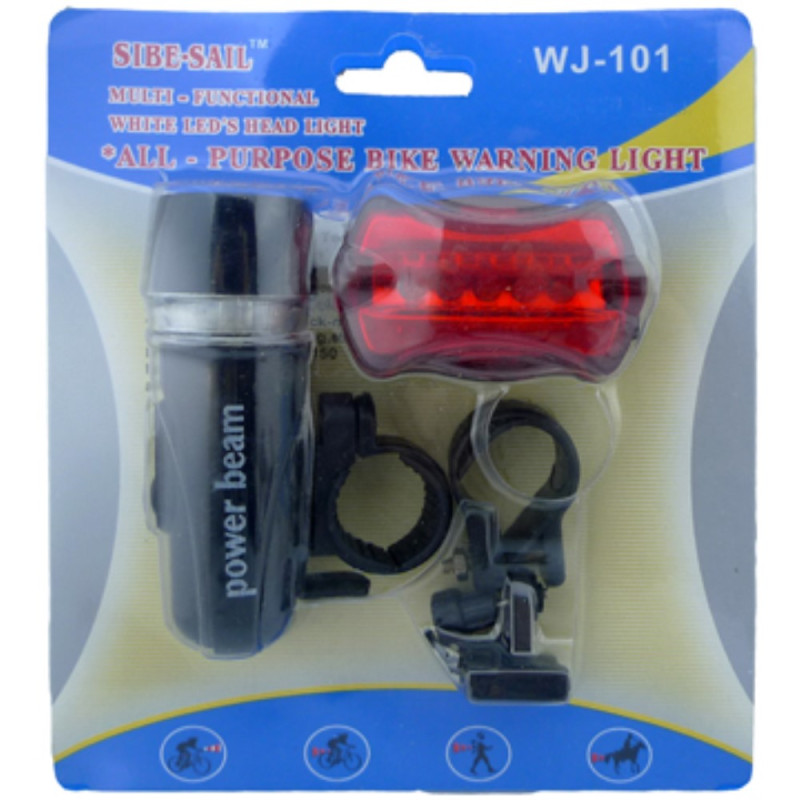 5 - LED Bicycle Headlight with Rear Warning Light Lamp