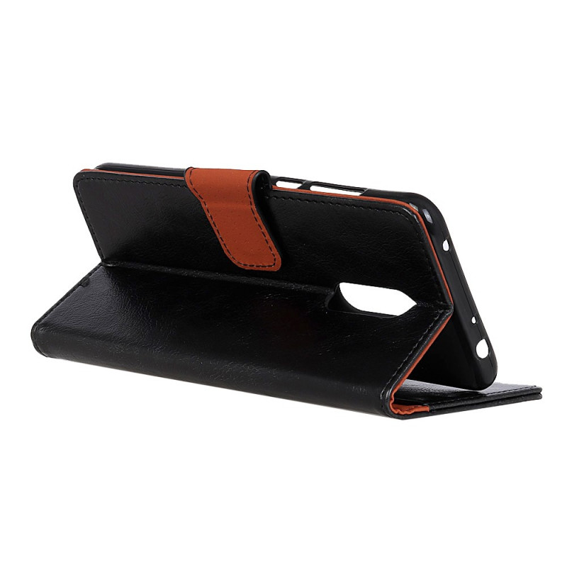 Textured Split Leather Mobile Phone Casing Nokia 5.1 Plus - Musta