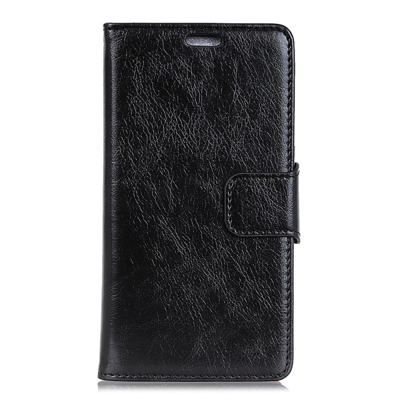 Textured Split Leather Mobile Phone Casing Nokia 5.1 Plus - Black