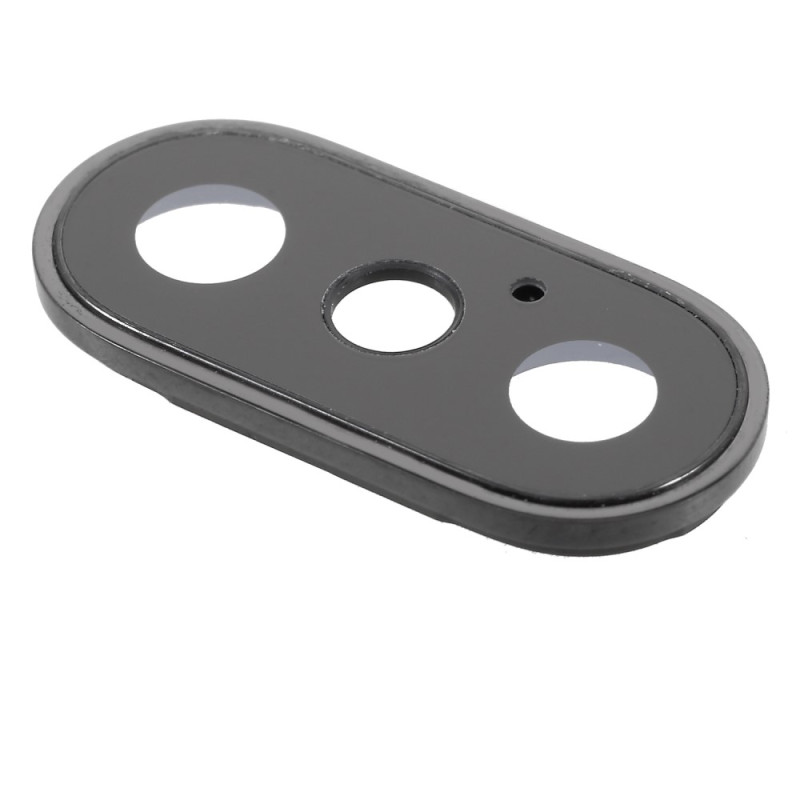 iPhone X Back Camera Lens Kansi with Bracket and Glass Replacement - Musta