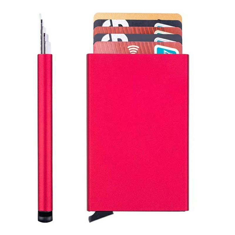 RFID Blocking Aluminum Card Holder Slim Design Credit Card Holder - Red