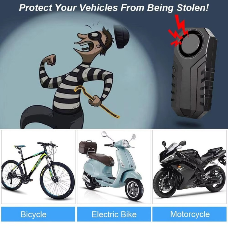Wireless Alarm System Motorcycle Moped etc. with Remote Control Waterproof Anti-Theft