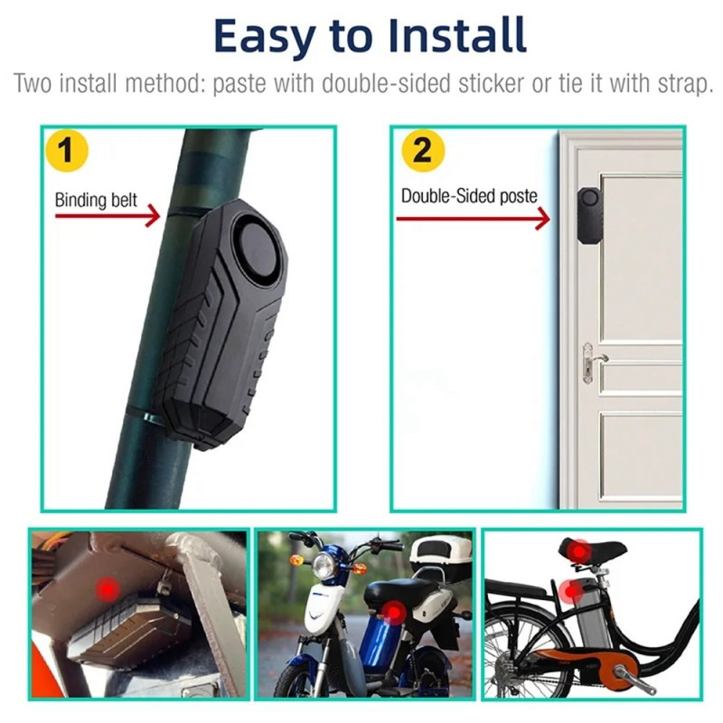 Wireless Alarm System Motorcycle Moped etc. with Remote Control Waterproof Anti-Theft