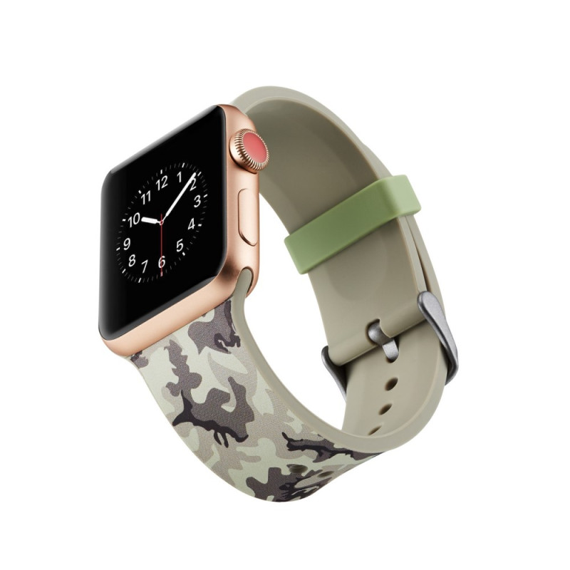 Silicone Watchband for Apple Watch 4 44mm, Series 3 / 2 / 1 42mm - Grey Camoufla
