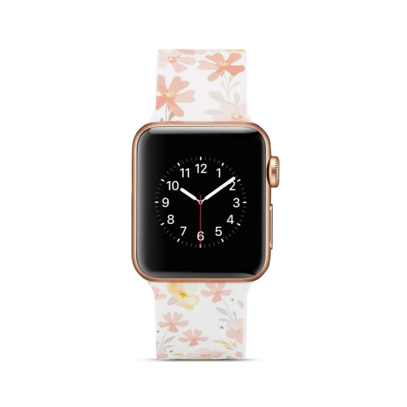 Silikon klokkerem til Apple Watch 4 44mm, 3/2/1 42mm - Blomster