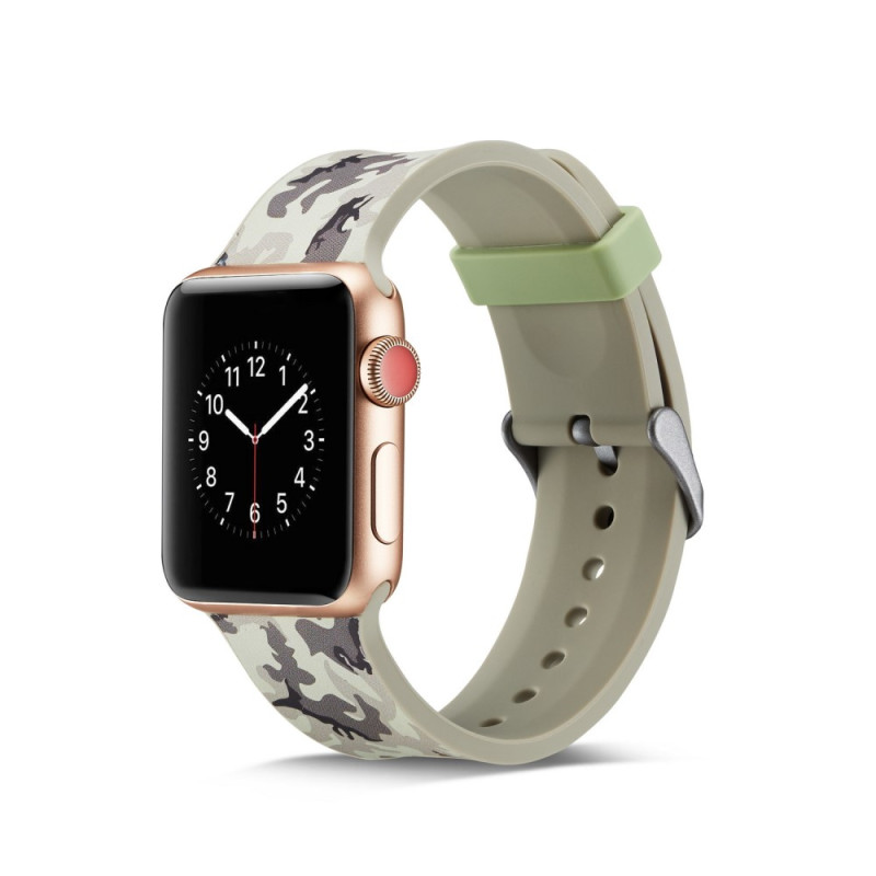 Silicone Watchband - Apple Watch 4 44mm, Series 3 / 2 / 1 42mm - Grey Camoufla