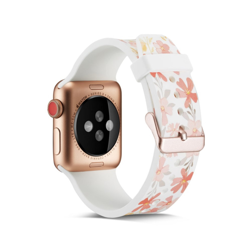 Silikoninen kellohihna Apple Watch 4 44mm, Series 3/2/1 42mm - Kukat