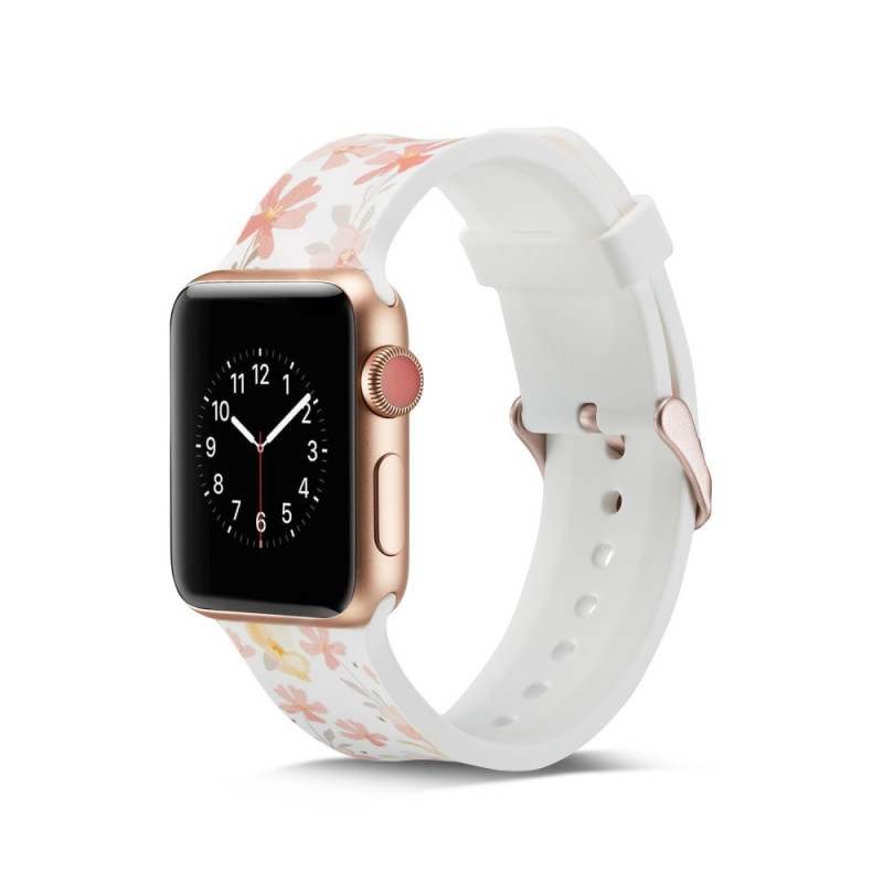 Silicone Watchband for Apple Watch 4 44mm, Series 3 / 2 / 1 42mm - Flowers