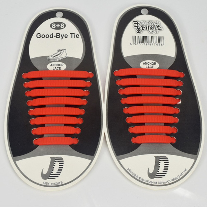 Trendy No Tie Elastic Shoe Laces 8+8Pcs red
