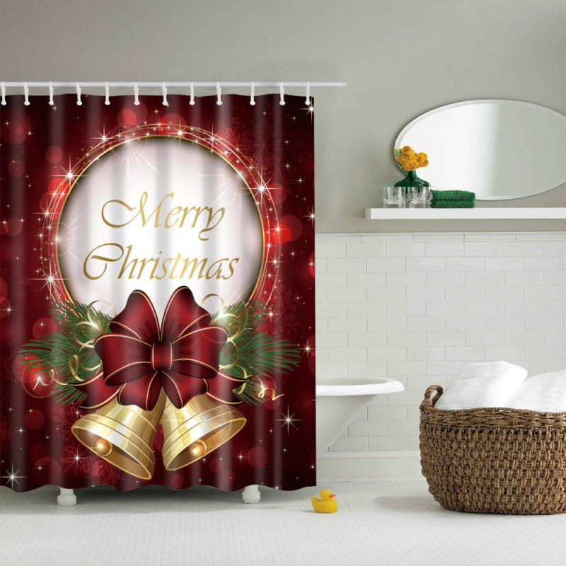 Shower Curtain Christmas Home Decor - Christmas Bell