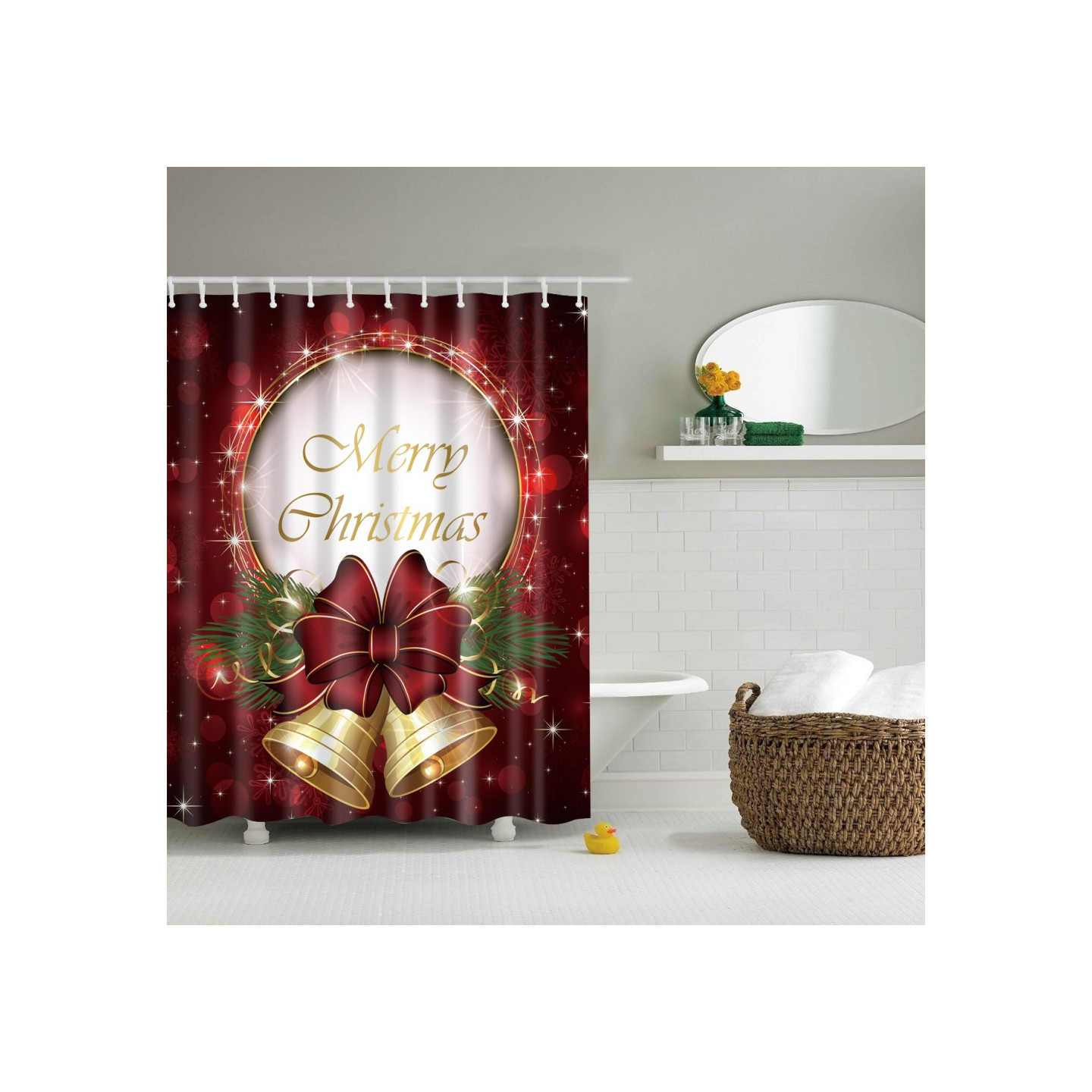 Shower Curtain Christmas Home Decor - Christmas Bell