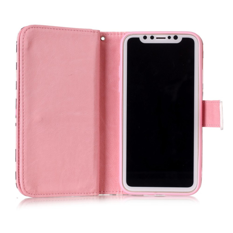Wallet Case with 9 Card Slots for iPhone XS Max - Rose Leopard