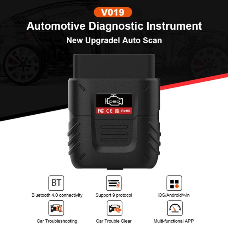 V019 OBD 2 Bilfejldiagnostisk Bluetooth - fejlkodedekoder