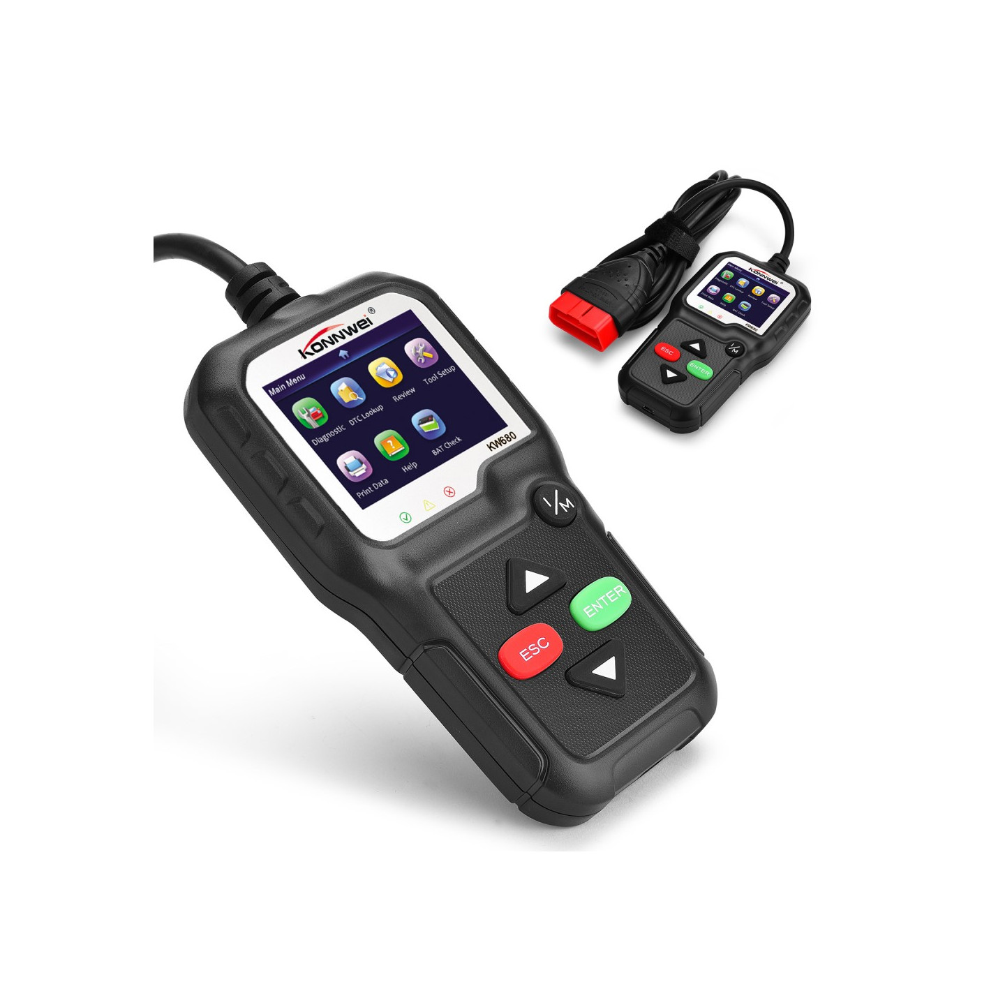 KONNWEI KW680 OBDII/EOBD Scanner OBD2 CAN - buskodelæser - sort