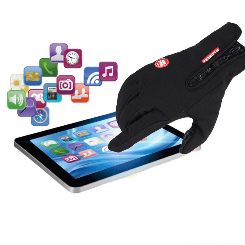 Kosketusnäyttö Outdoor tuulenpitävät käsineet - musta keskikokoinen