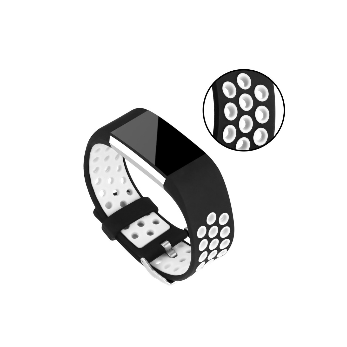 Bi - color Multihole Soft Silicone Sport Watch Band Strap for Fitbit Charge 2