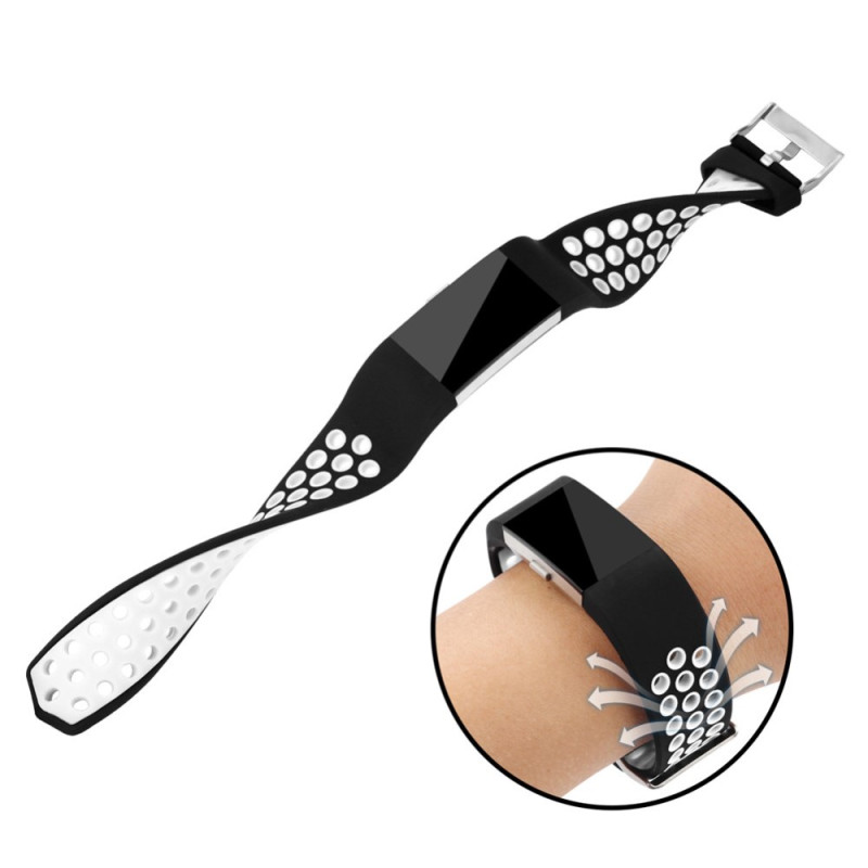 Bi - color Multihole Soft Silicone Sport Watch Band Strap for Fitbit Charge 2