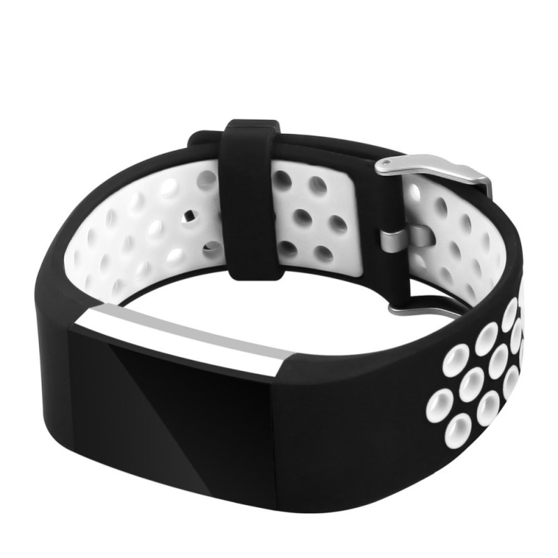 Silikonstropp til Fitbit Charge 2 - Hvid/Svart