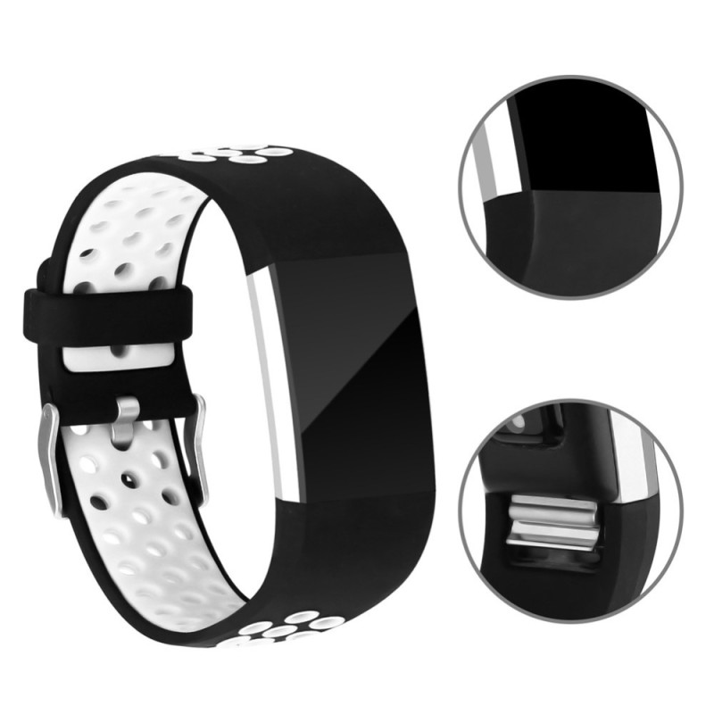Bi - color Multihole Soft Silicone Sport Watch Band Strap for Fitbit Charge 2