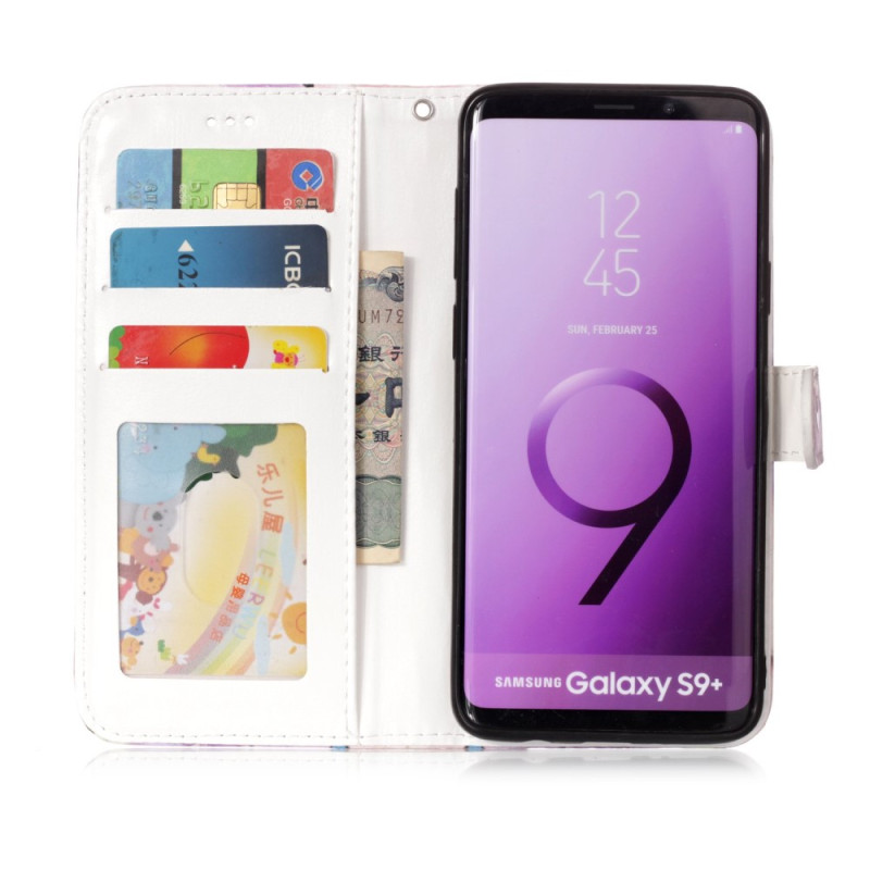 Samsung Galaxy S9 Plus Pung Taske - Blå Sommerfugl og Blomst