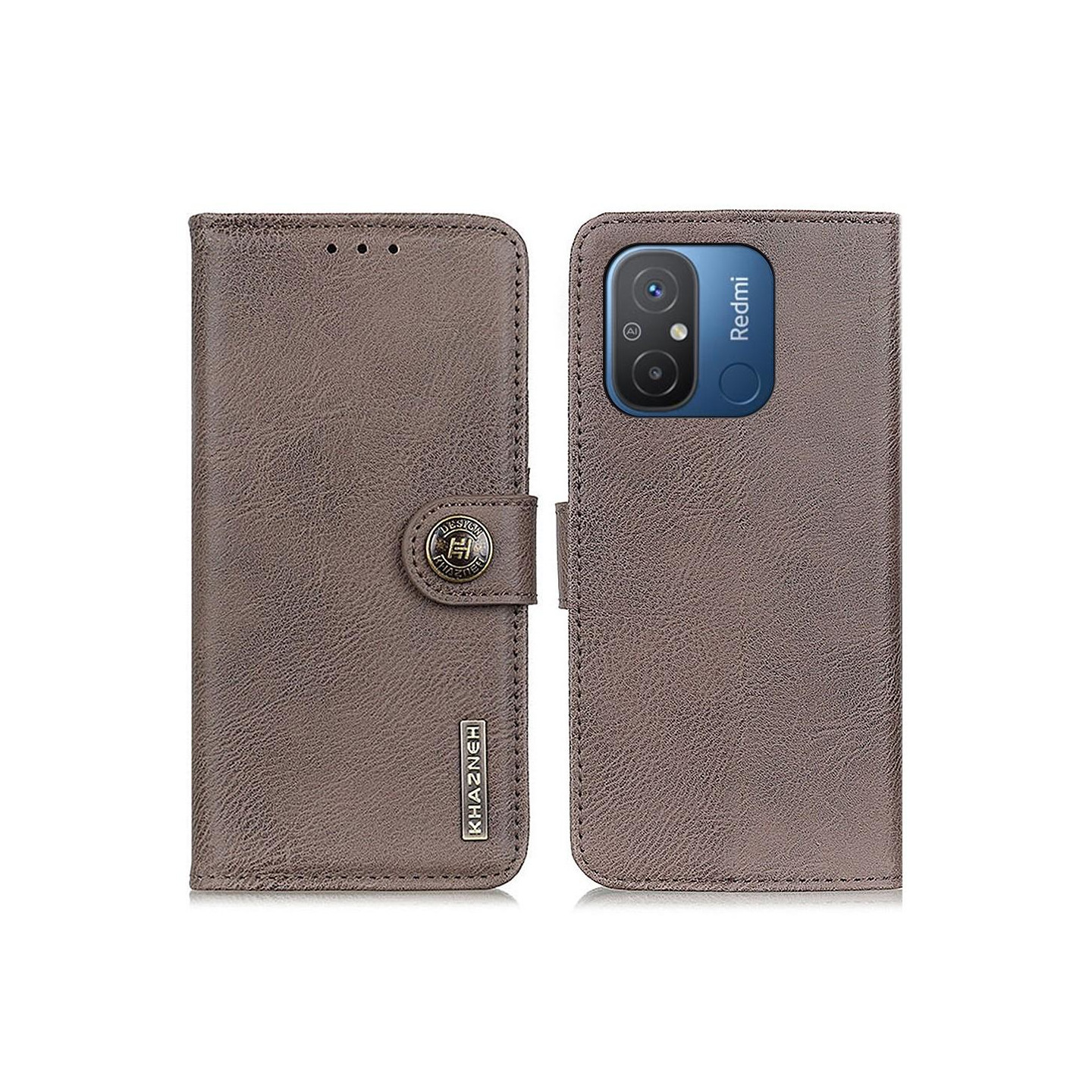 KHAZNEH For Xiaomi Redmi 12C Wallet Stand Case - Khaki