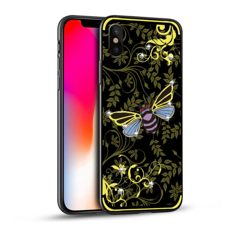 NXE Insect Pattern Rhinestone Decor TPU Kansi - iPhone X / XS - Yellow Bee