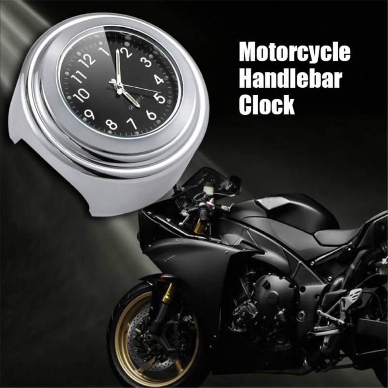 Motorcycle Bicycle Handlebar Clock Waterproof CNC Cutting Clock - Silver Color