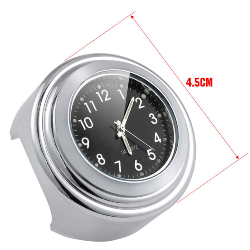 Motorcycle Bicycle Handlebar Clock Waterproof CNC Cutting Clock - Silver Color