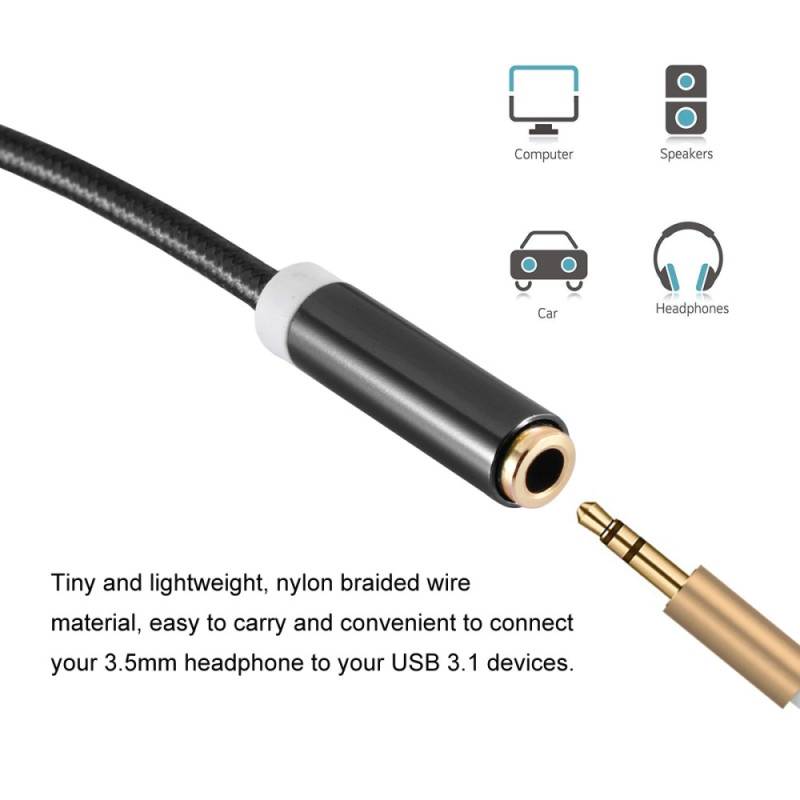 HAT PRINCE USB Type - C to 3.5mm Audio Adapter Cable - Black