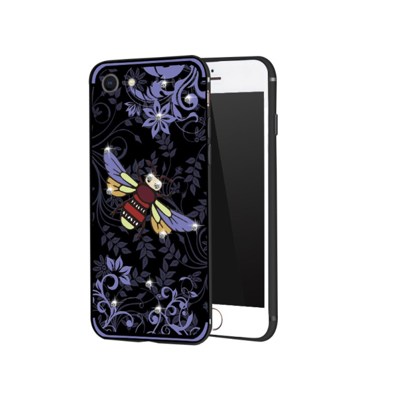 NXE Insect Pattern Rhinestone Decor TPU Cover for iPhone 8 / 7 - Purple Bee