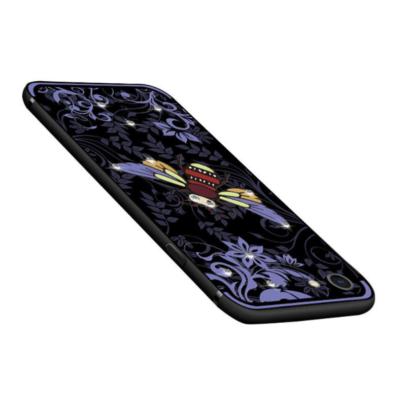 NXE Insect Pattern Rhinestone Decor TPU Cover for iPhone 8 / 7 - Purple Bee