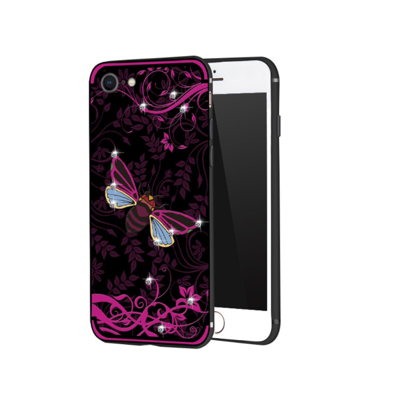 NXE Insect Pattern Rhinestone Decor TPU Cover for iPhone 8 / 7 - Pink Bee
