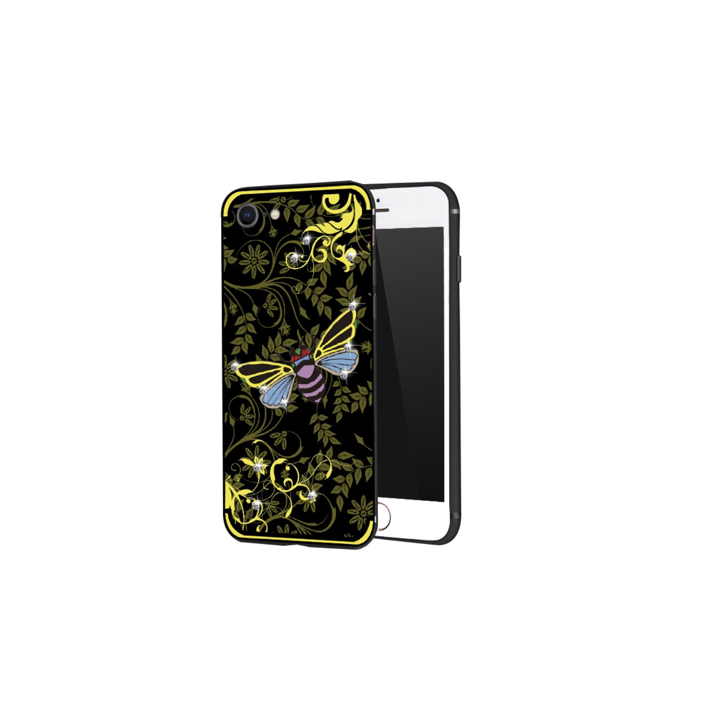 NXE Insect Pattern Rhinestone Decor TPU Kansi - iPhone 8 / 7 - Yellow Bee