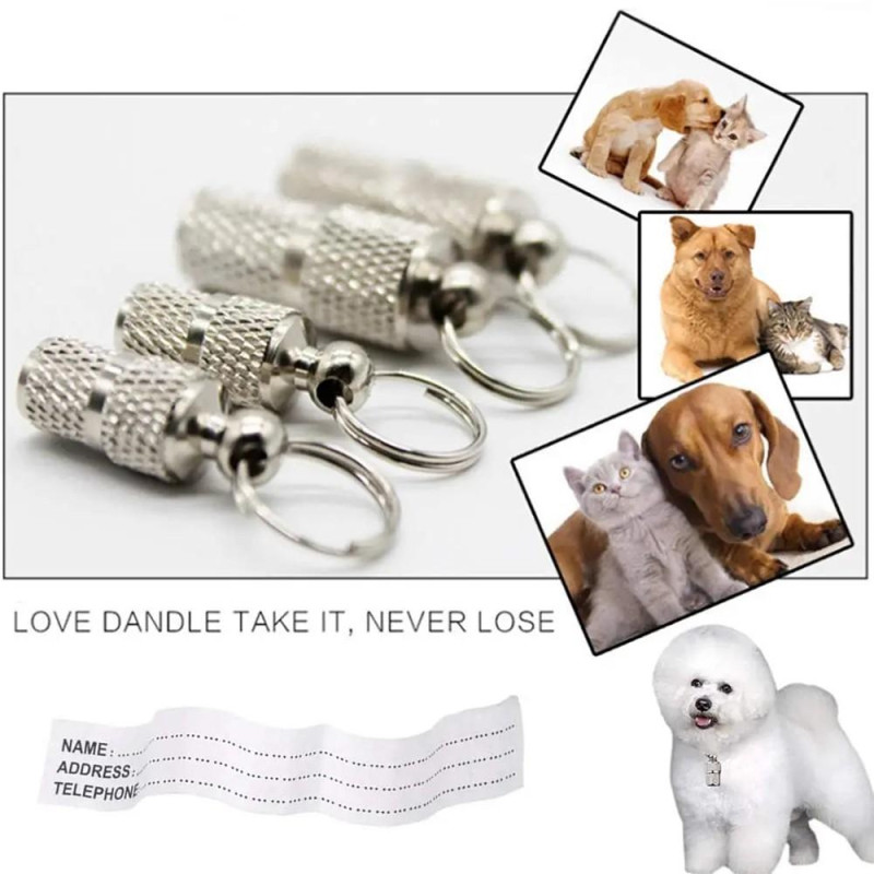 Dog Cat Anti - lost Storage Tube Tags Halskjede anheng