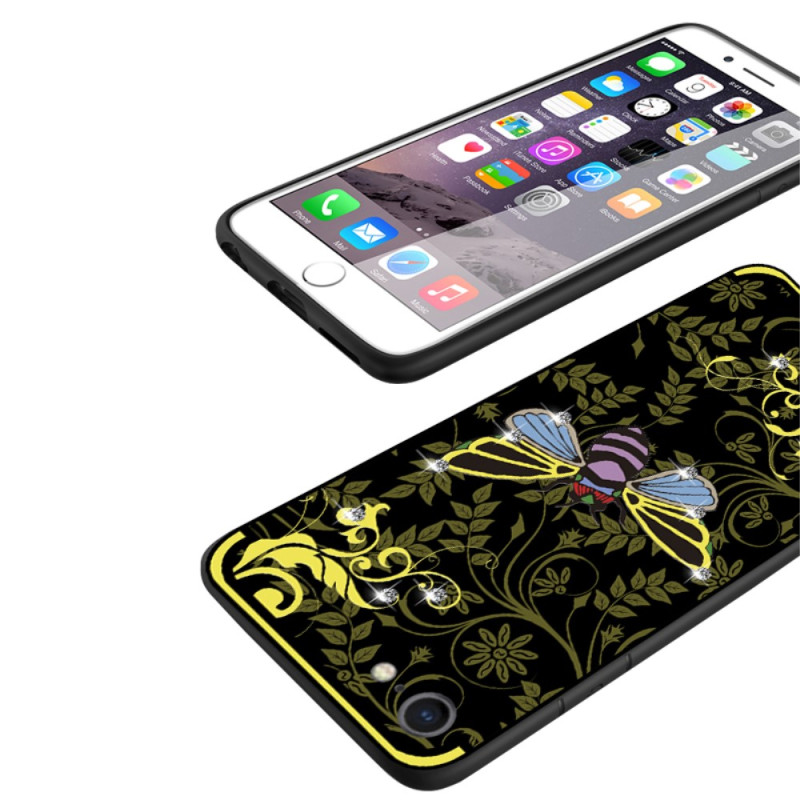 NXE Insect Pattern Rhinestone Decor TPU Cover for iPhone 8 / 7 - Yellow Bee