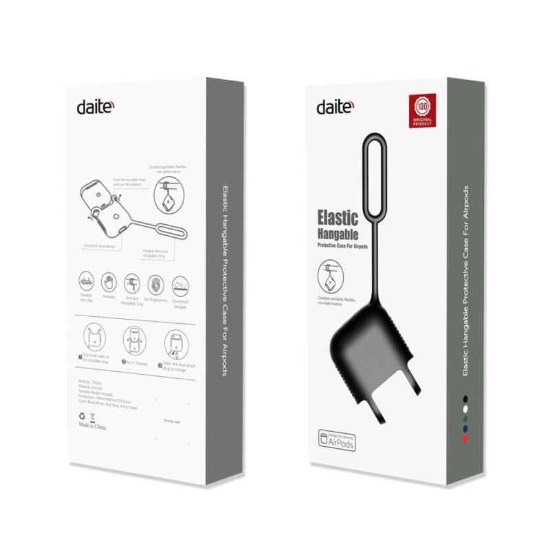 DAITE Apple Airpods beskyttelsestaske med anti - tapt ståltau