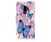 Samsung Galaxy S9 Plus Plånboksfodral - Blue Butterfly and Flower