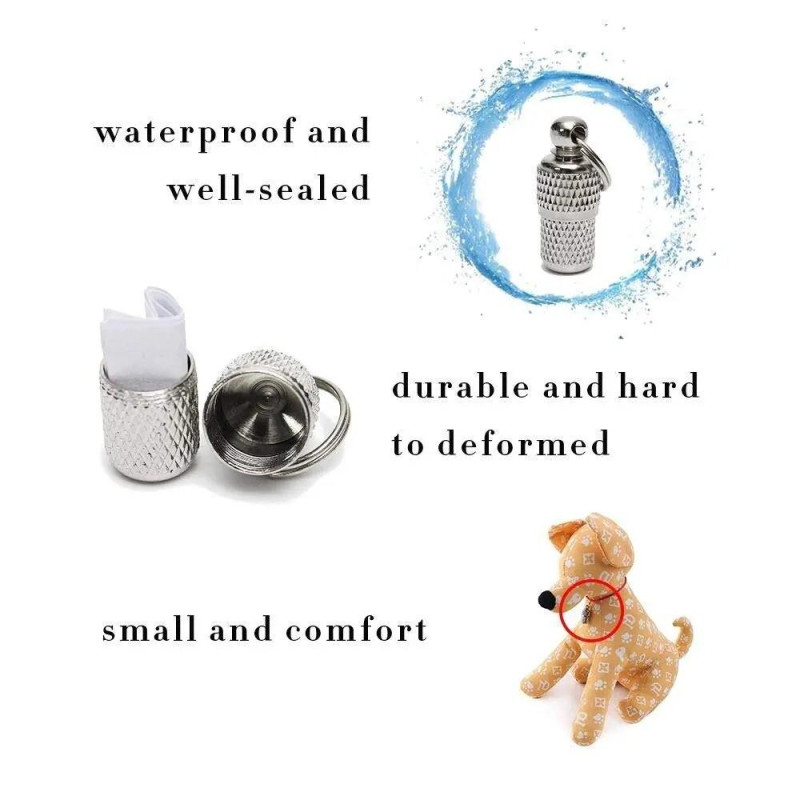 Dog Cat Anti - lost Address Storage Tube Pet Tags Necklace Pendant