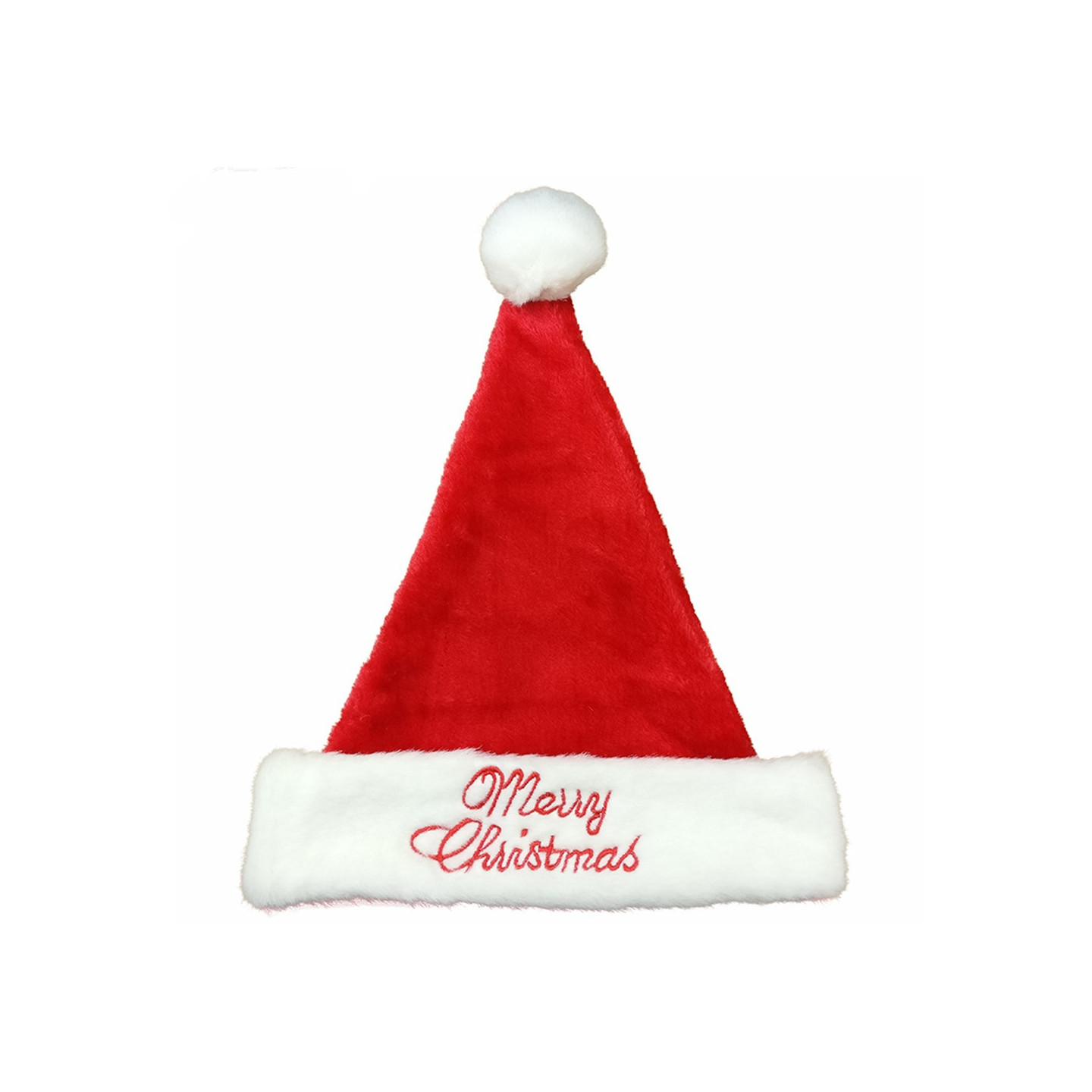 Embroidery Warm Plush Christmas Hat Santa Costume Xmas Party Gifts Decor - Red