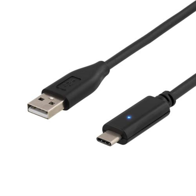 DELTACO USB 2.0 - kaapeli, tyyppi C M - tyyppi A M, 2m, musta
