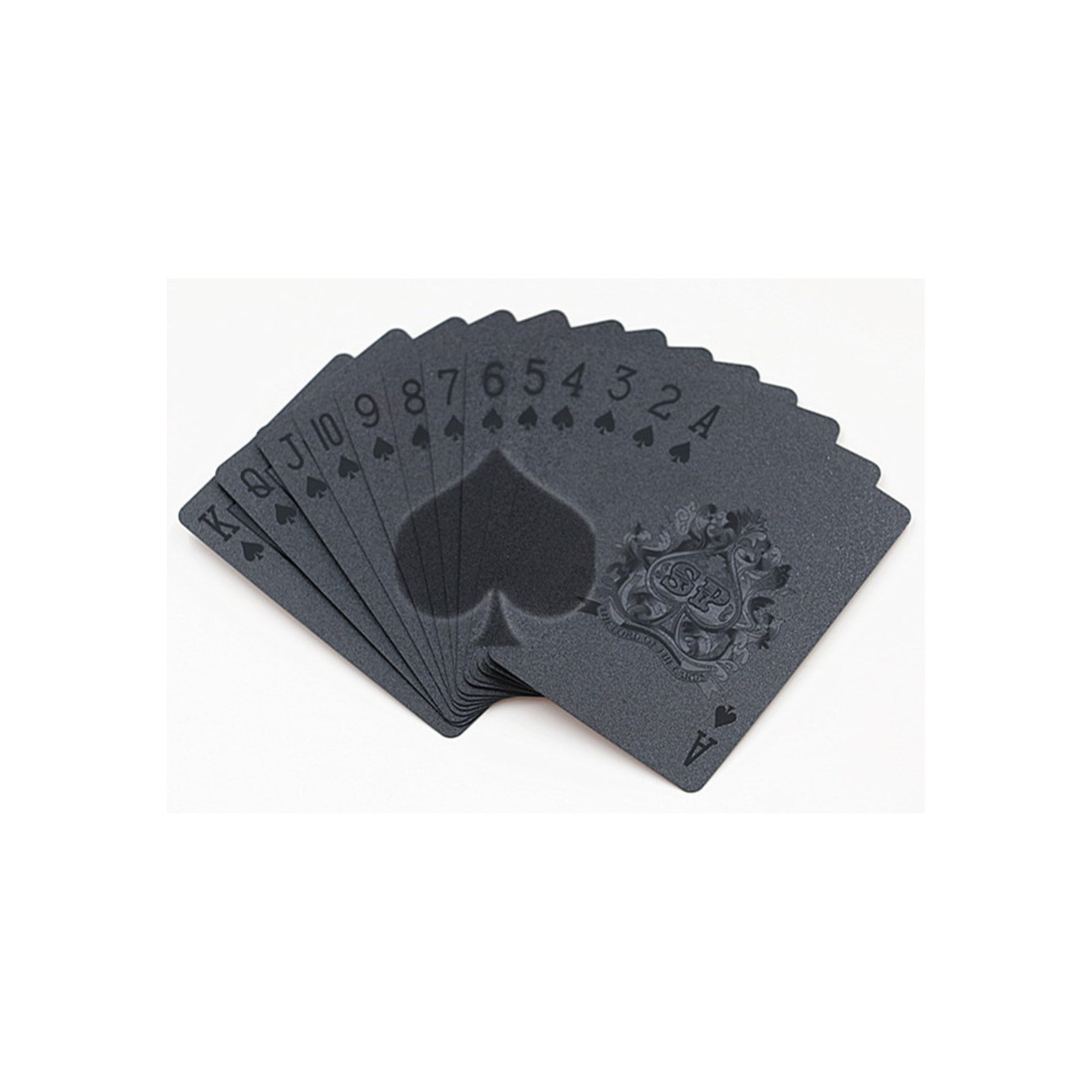54Pcs Waterproof Plastic Black Geometry Back Poker Playing Cards