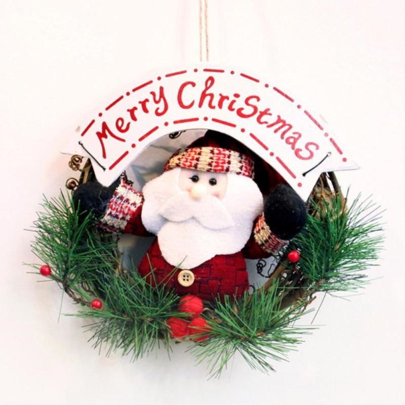 Adorable Christmas Wreath Circle Rattan Door Hanging Decoration